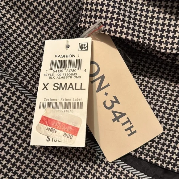 Macys On 34th Black & White Checkered Print Double Breasted Trench Coat - Picture 7 of 10